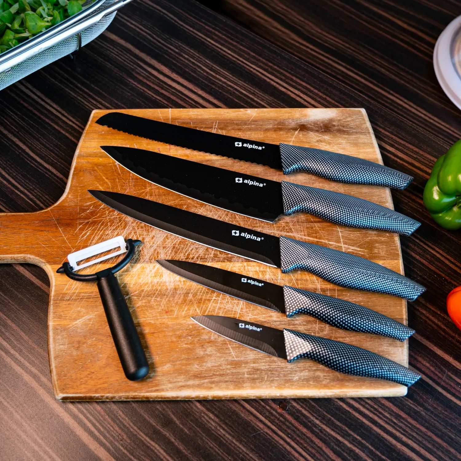 Knivsæt med kartoffelskræller - non-stick