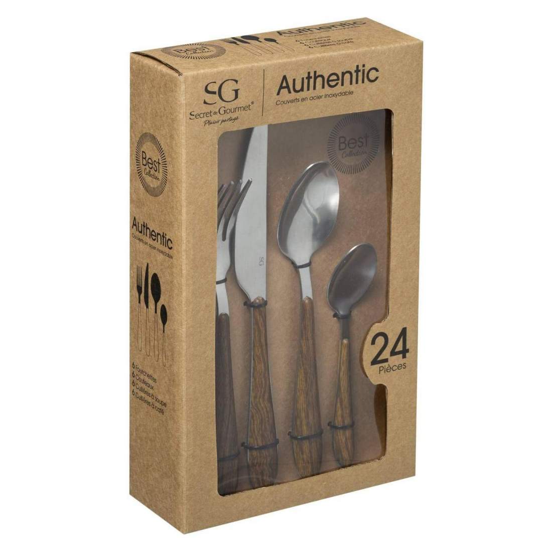 Cutlery set Wooden handle 24 Pieces eStore