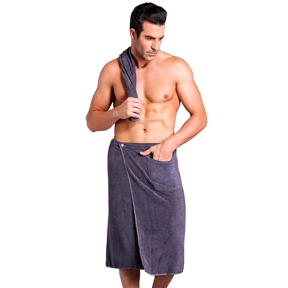 Håndklæde med knapper - Grå - 70 x 140 cm