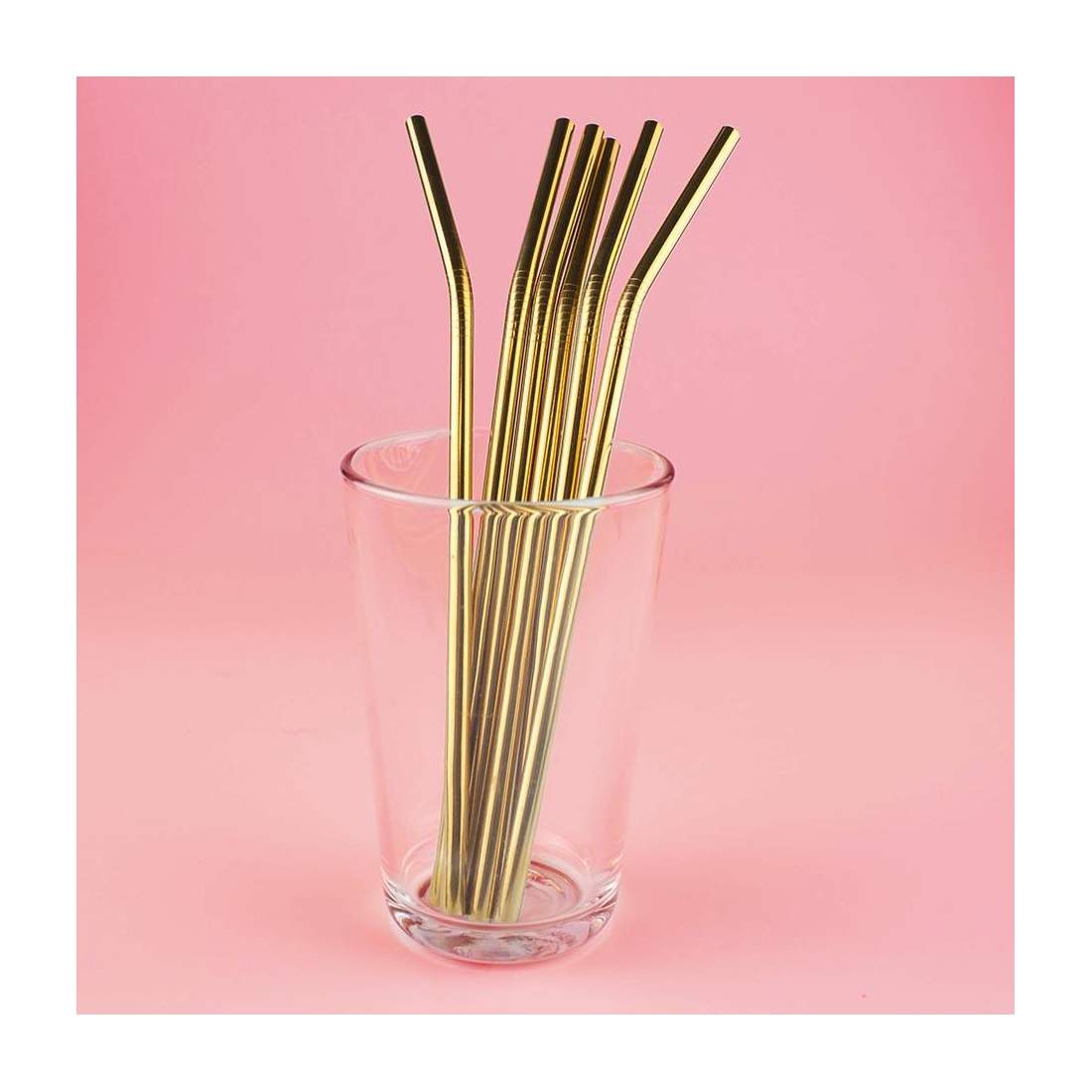 6x Böjda Metall Sugrör - Guld | Hem & Hobby - Hem & Hushåll - Kök - Servering - Sugrör - Metallsugrör | Pryloteket