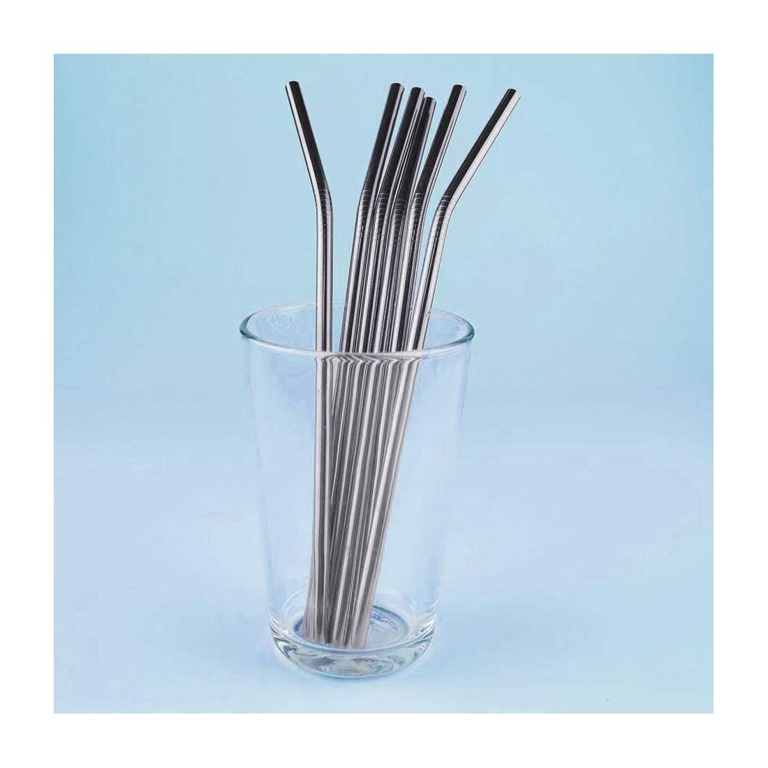 6x Böjda Metall Sugrör - Silver | Hem & Hobby - Hem & Hushåll - Kök - Servering - Sugrör - Metallsugrör | Pryloteket