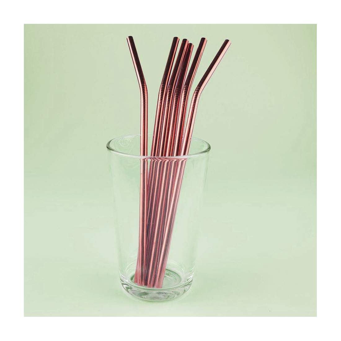 6x Böjda Metall Sugrör - Rose | Hem & Hobby - Hem & Hushåll - Kök - Servering - Sugrör - Metallsugrör | Pryloteket