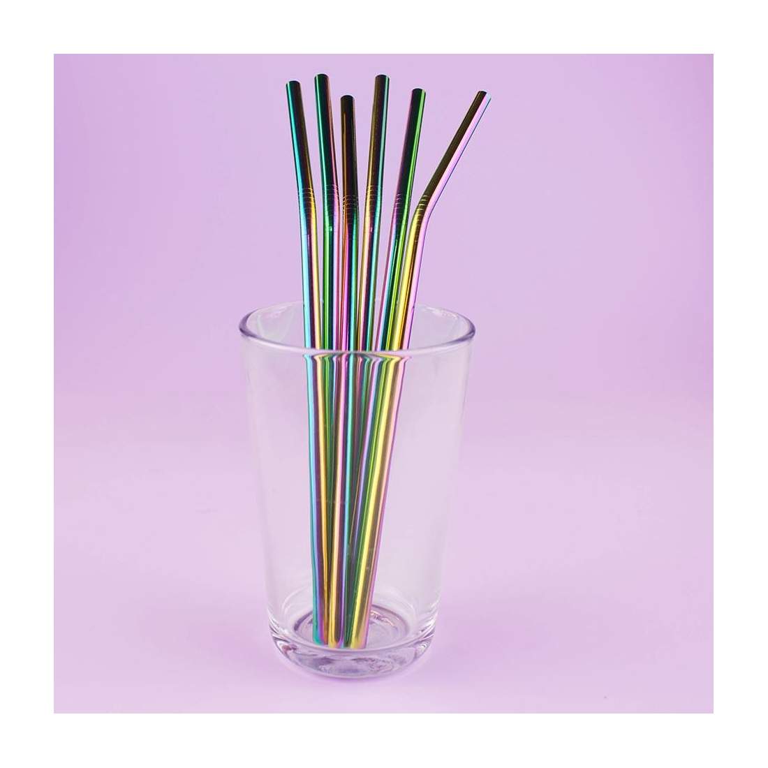 6x Böjda Metall Sugrör - Regnbåge | Hem & Hobby - Hem & Hushåll - Kök - Servering - Sugrör - Metallsugrör | Pryloteket