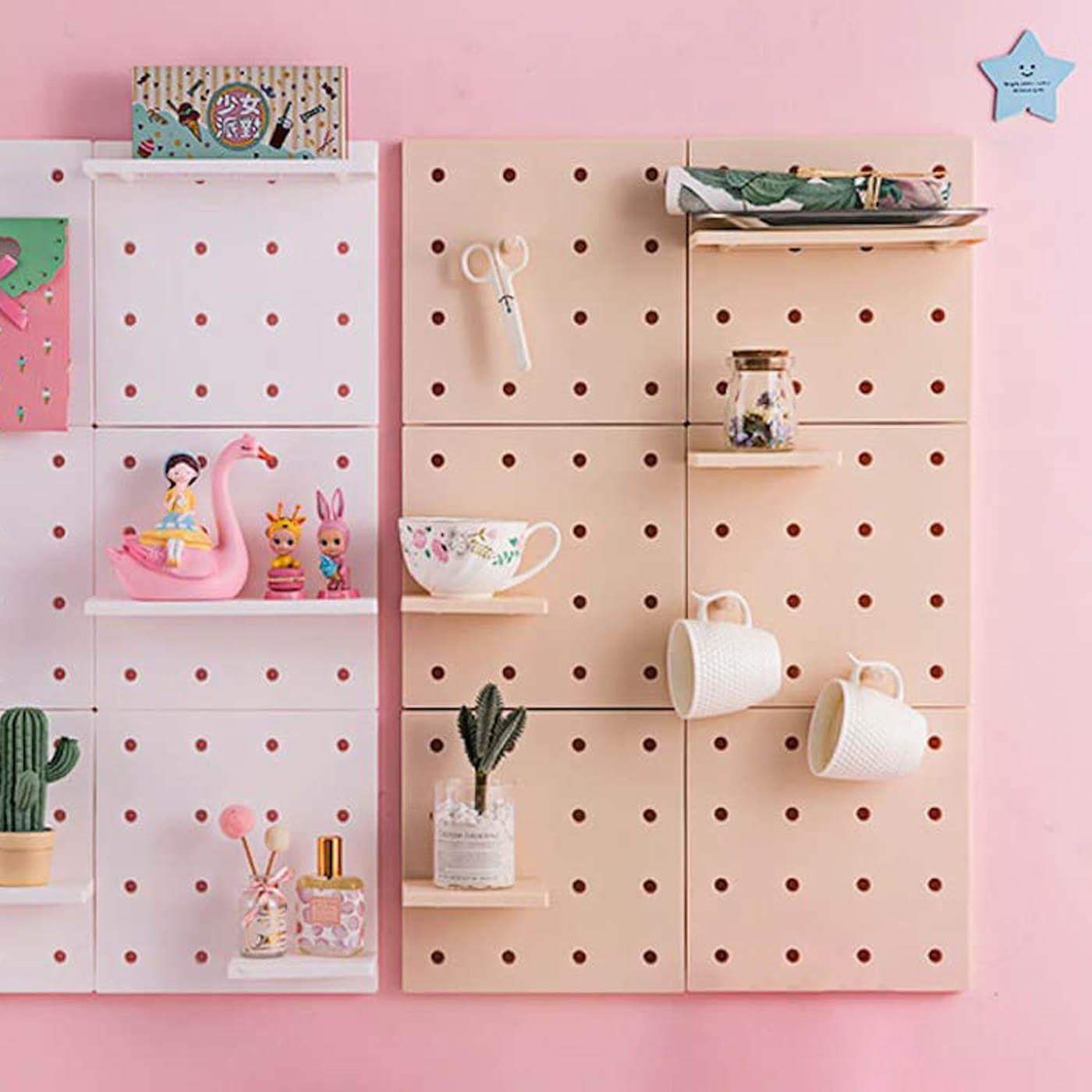 Vægmonteret opbevaringshylde, kan tilpasses - Beige