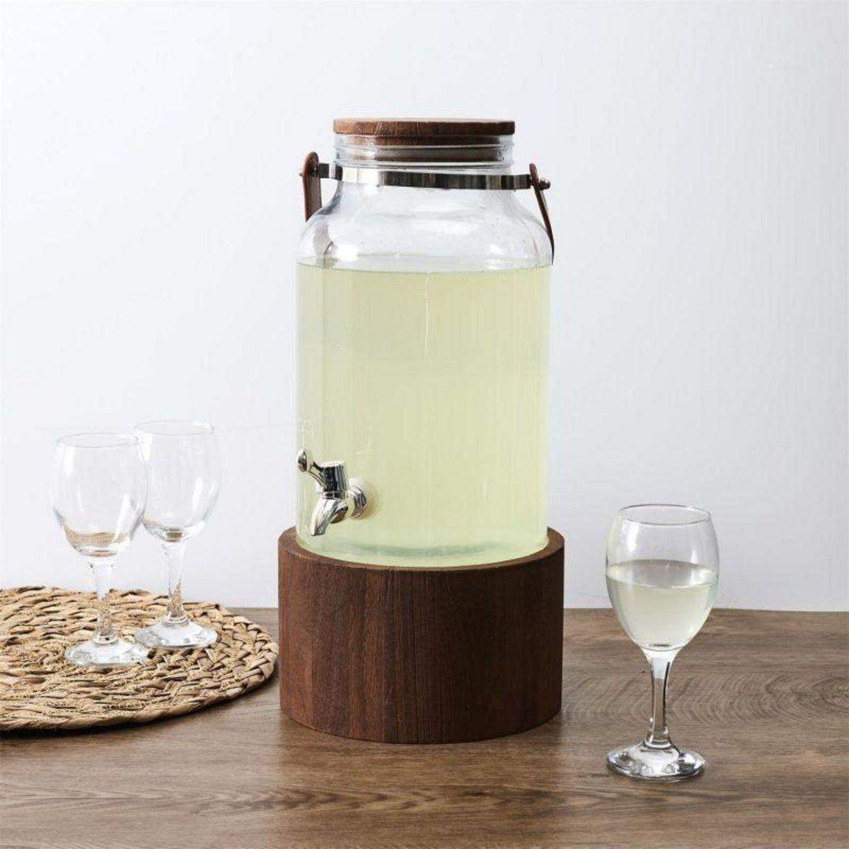 Dryckesdispenser i Glas med Träbas - 6 L | Hem & Hobby - Hem & Hushåll - Kök - Servering | Pryloteket
