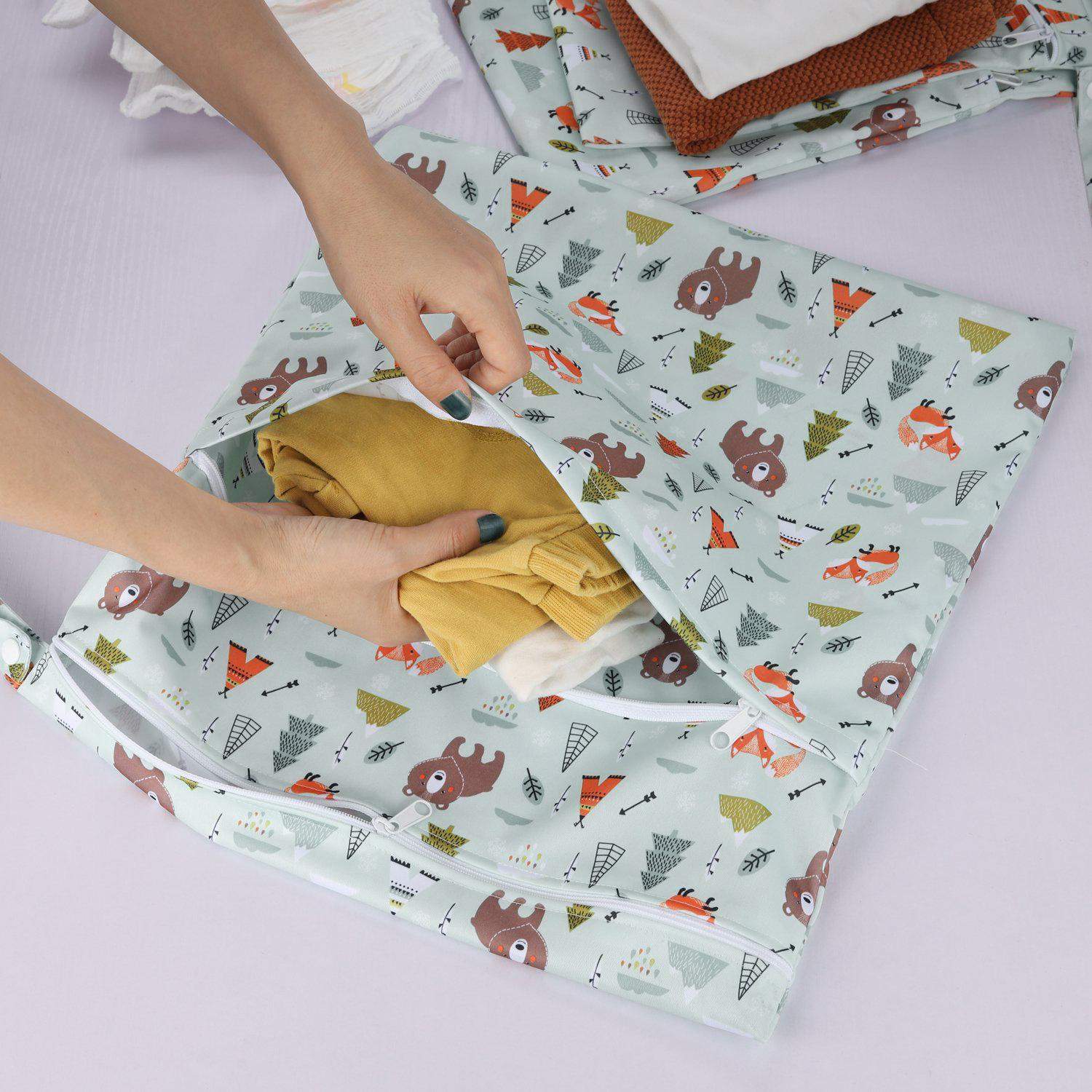 Vandtæt bleopbevaringspose - Skovmotiv