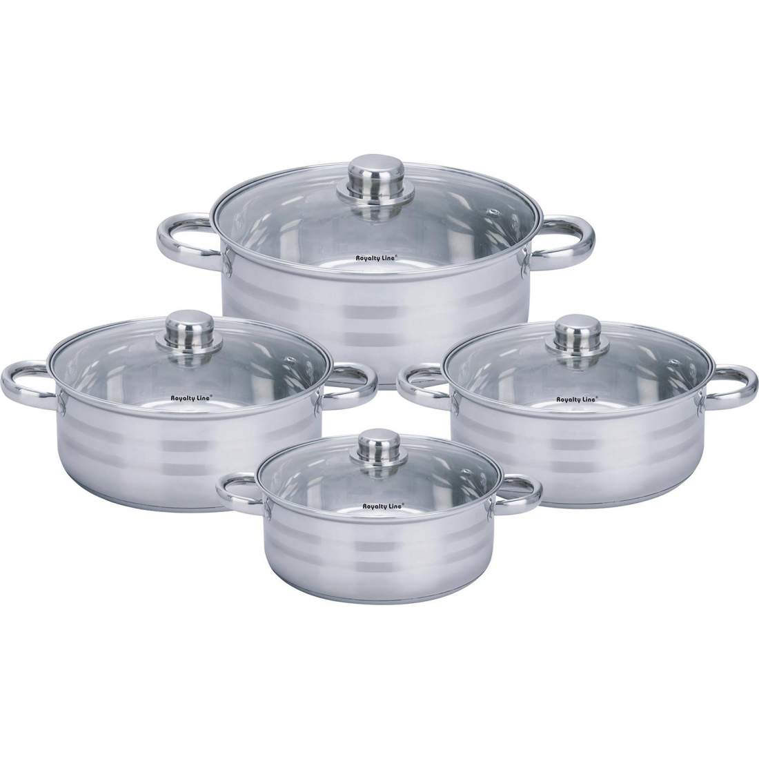 Pot set with Lids 8 Parts Stainless Steel eStore