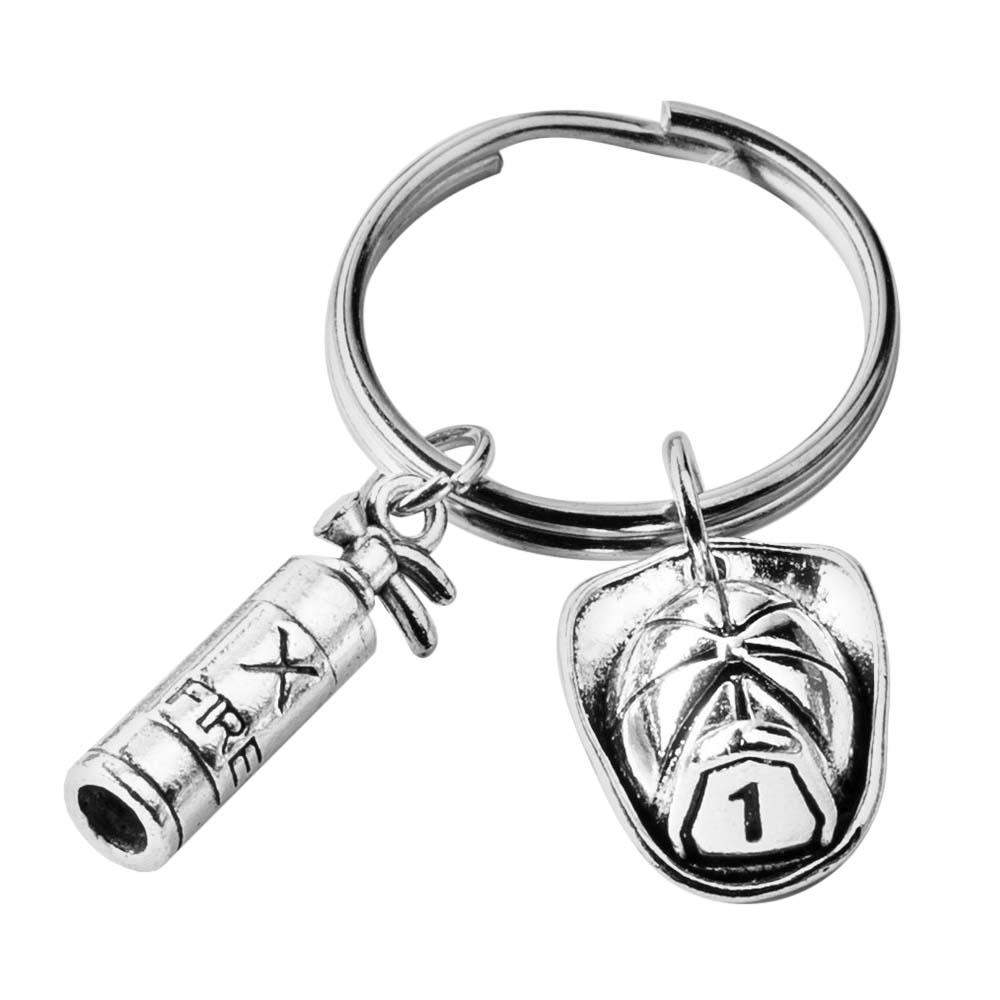 Nøglering - Ildslukker og hjelm