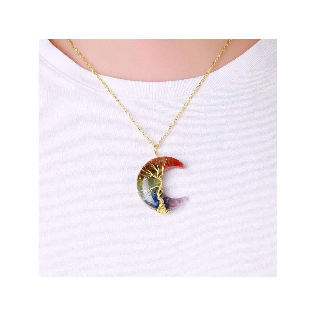 Månhalsband med Chakrakristaller | Mode & Accessoarer - Smycken, Smyckesset & Tillbehör - Halsband | Pryloteket