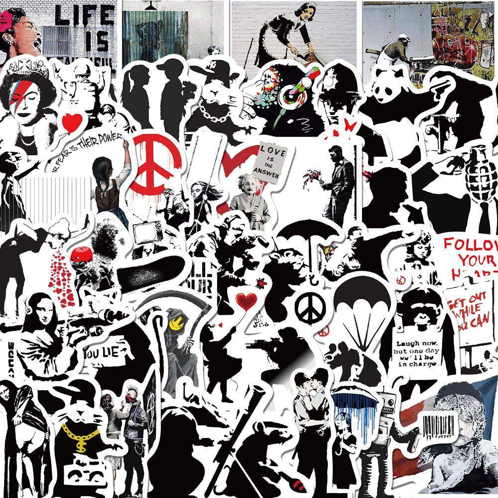 Klistermærker med Banksy -Konst - 67 stk
