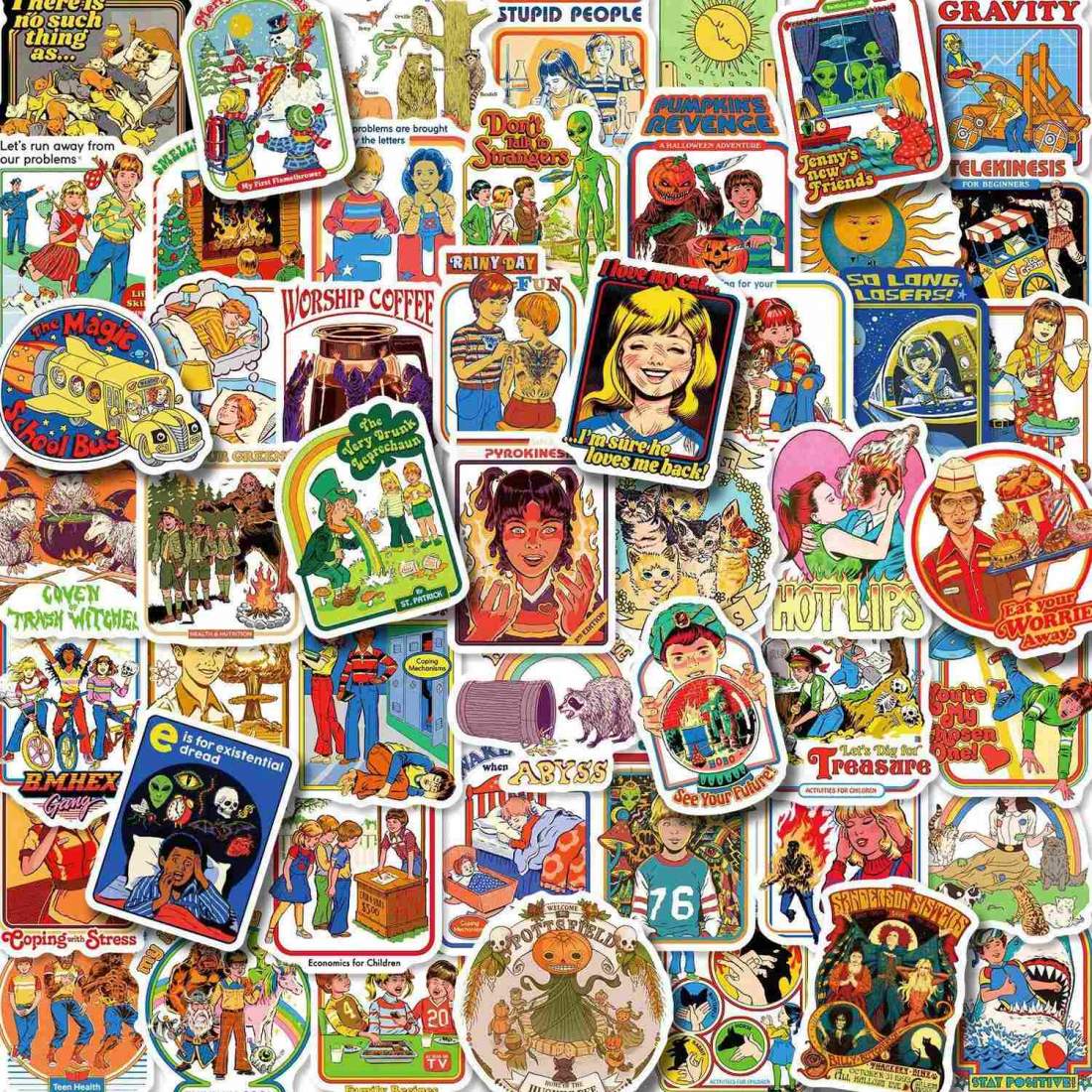 Klistermärken Retro - 50 st | Leksaker & Spel - Leksaker - Rittillbehör & Pyssel - Klistermärken - Klistermärken Barn | Pryloteket