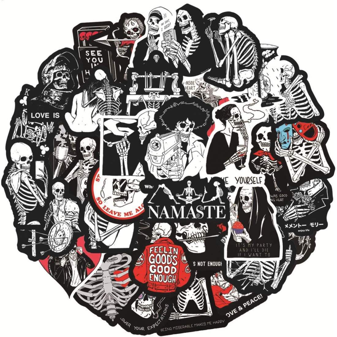 Klistermärken - Coola Skelett-motiv - 50 st | Leksaker & Spel - Leksaker - Rittillbehör & Pyssel - Klistermärken | Pryloteket