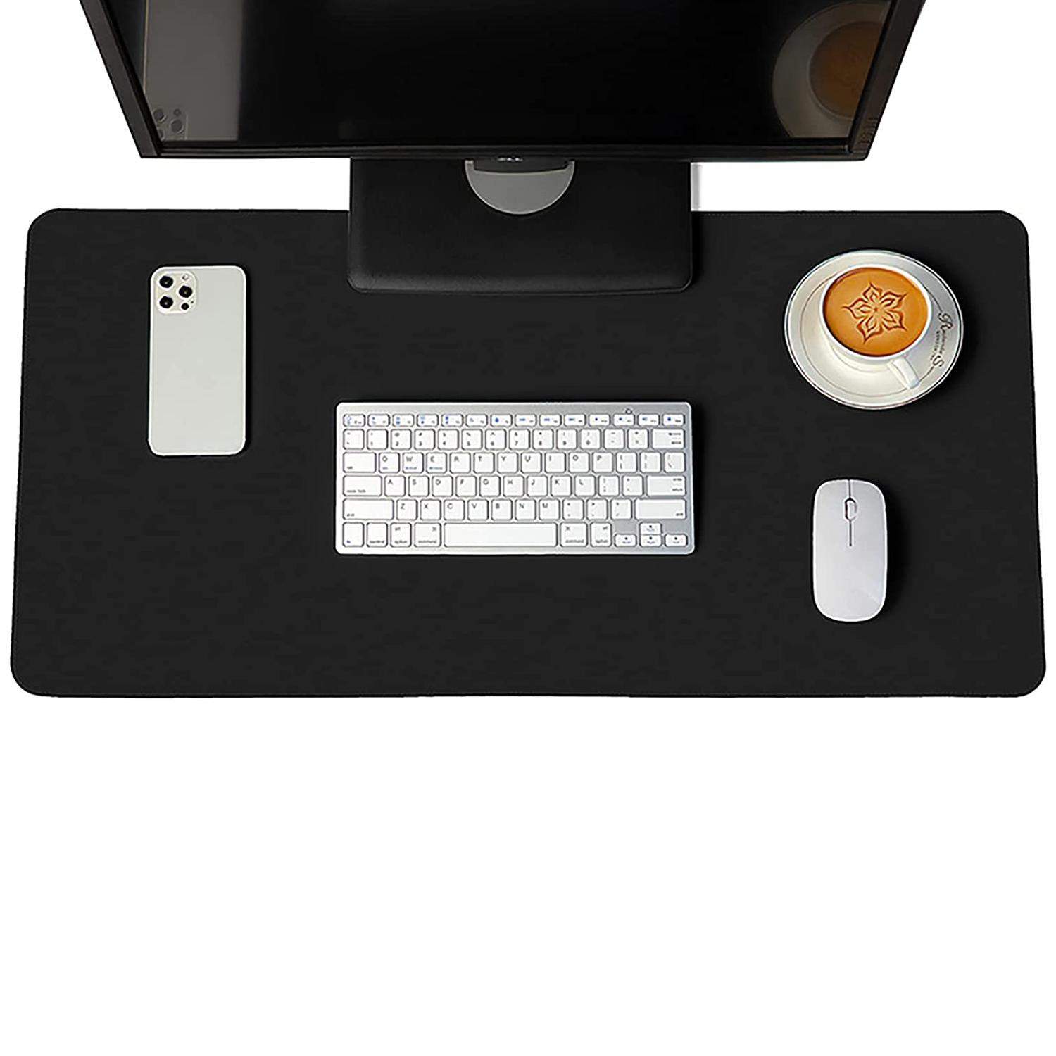 Stort skrivebordsunderlag - sort - imiteret læder