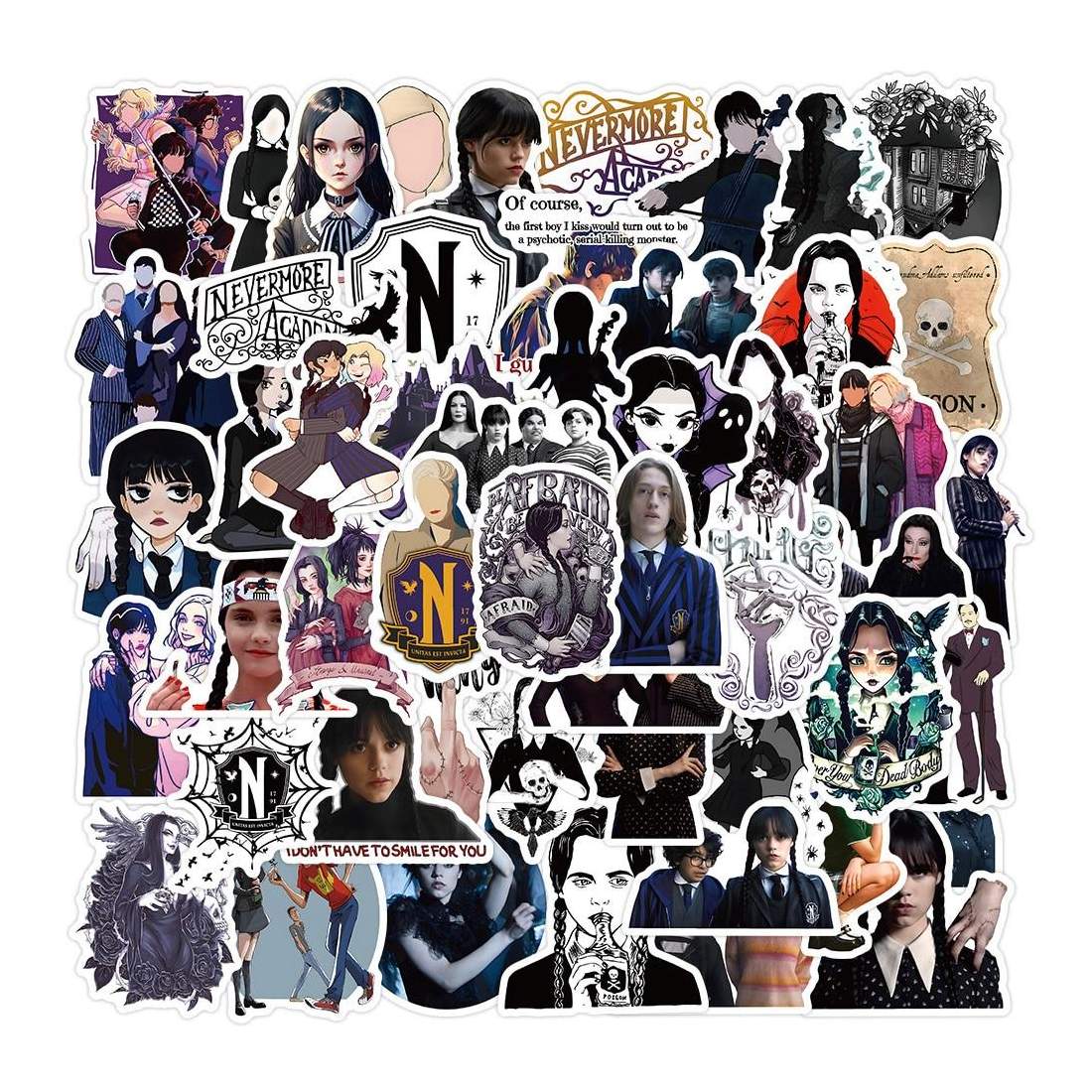 Klistermärken - Tv-serien Wednesday - 50 st | Leksaker & Spel - Leksaker - Rittillbehör & Pyssel - Klistermärken | Pryloteket