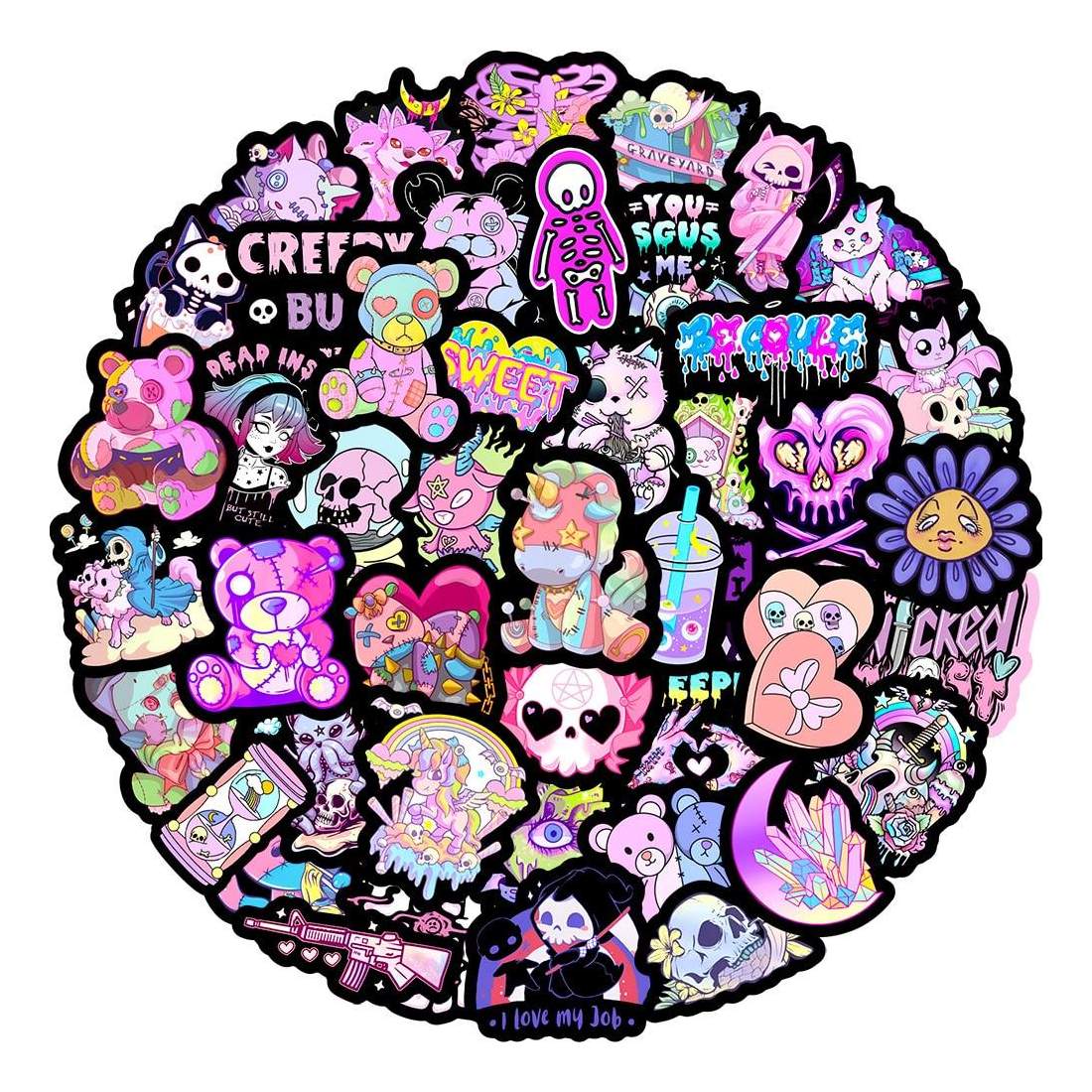 Klistermärken - Gulliga Skräckmotiv - 50 st | Leksaker & Spel - Leksaker - Rittillbehör & Pyssel - Klistermärken | Pryloteket