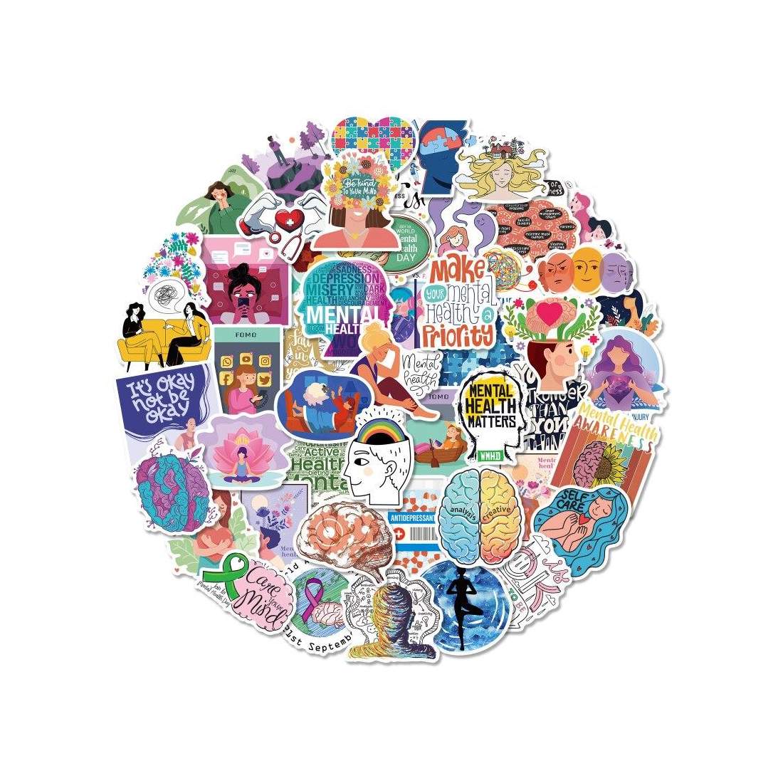 Klistermärken - Mental Hälsa - 50 st | Leksaker & Spel - Leksaker - Rittillbehör & Pyssel - Klistermärken | Pryloteket