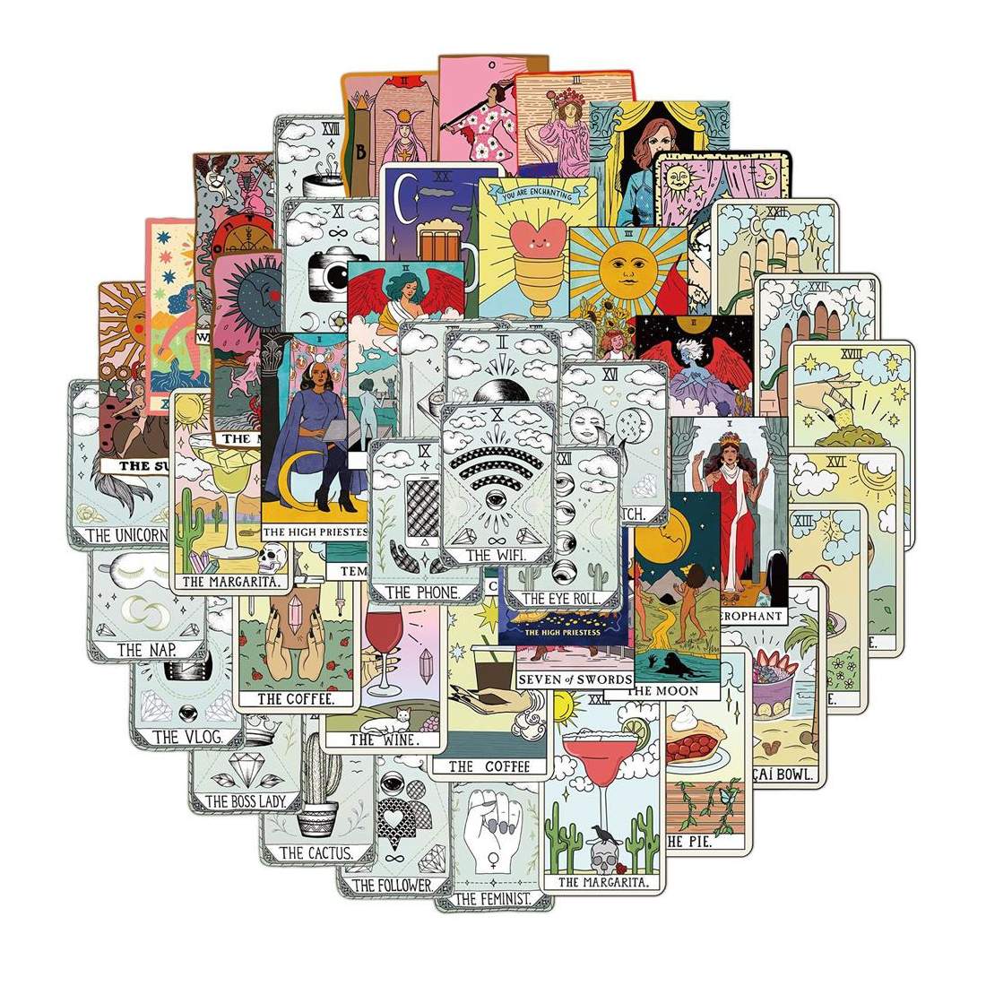Klistermärken - Tarot - Retro - 50 st | Leksaker & Spel - Leksaker - Rittillbehör & Pyssel - Klistermärken | Pryloteket
