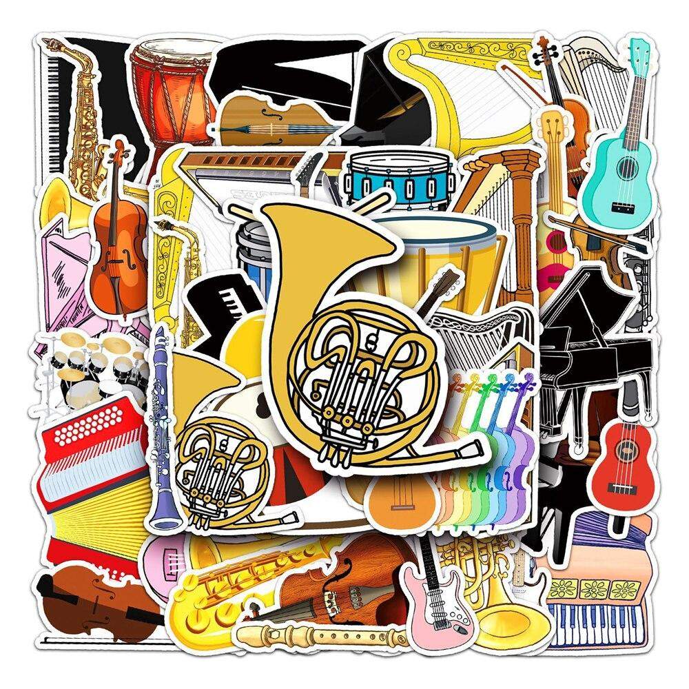 Stickers - musical instruments - 50 pcs | eStore