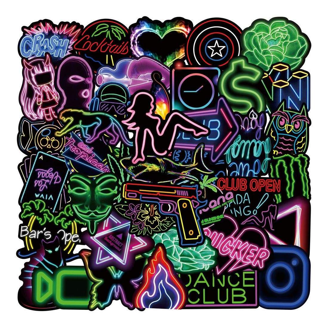 Klistermärken Neonskyltar - 50 st | Leksaker & Spel - Leksaker - Rittillbehör & Pyssel - Klistermärken | Pryloteket