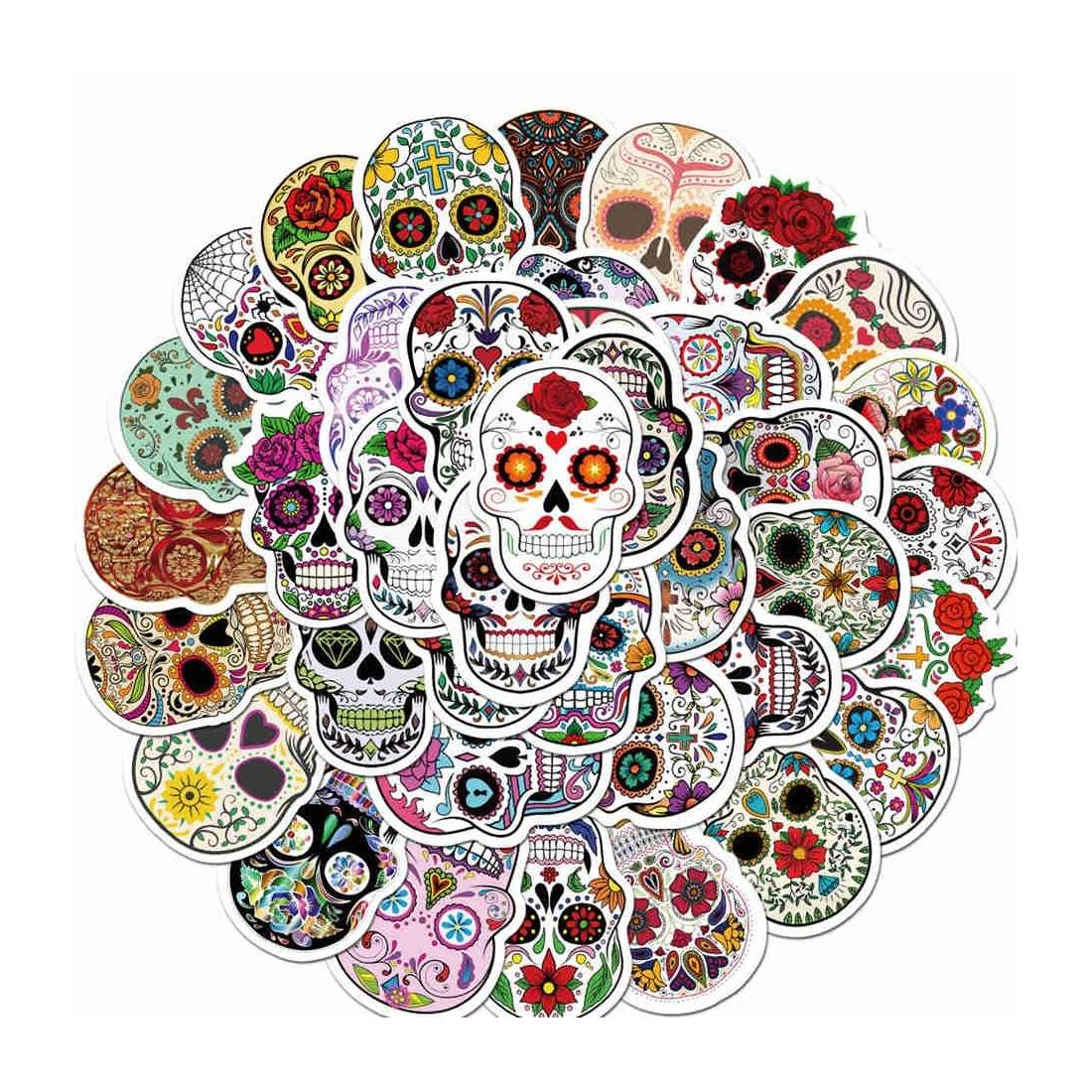 Klistermärken - Färgglada Dödskallar - 50 st | Leksaker & Spel - Leksaker - Rittillbehör & Pyssel - Klistermärken | Pryloteket
