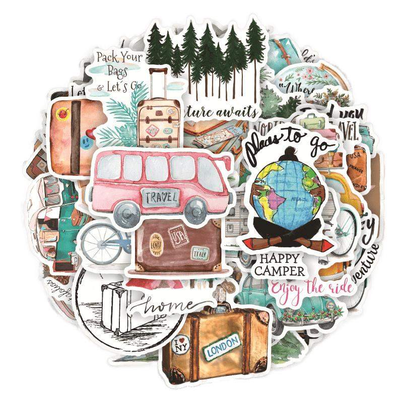 Klistermærker med rejsemotiver - 50 stk