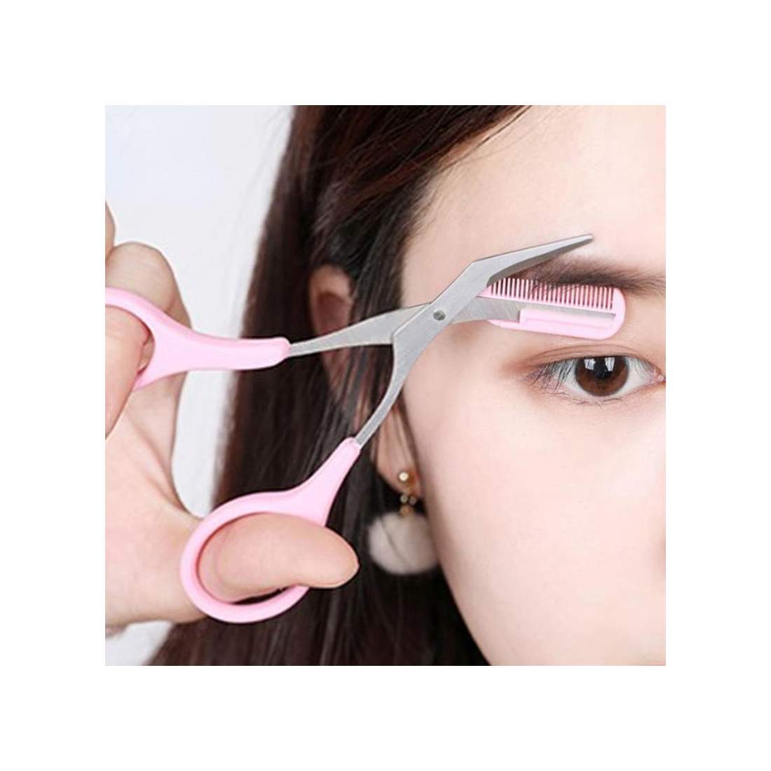Ögonbrynssax med Kam - Rosa | Hälsa & Skönhet - Smink & Tillbehör - Sminktillbehör | Pryloteket