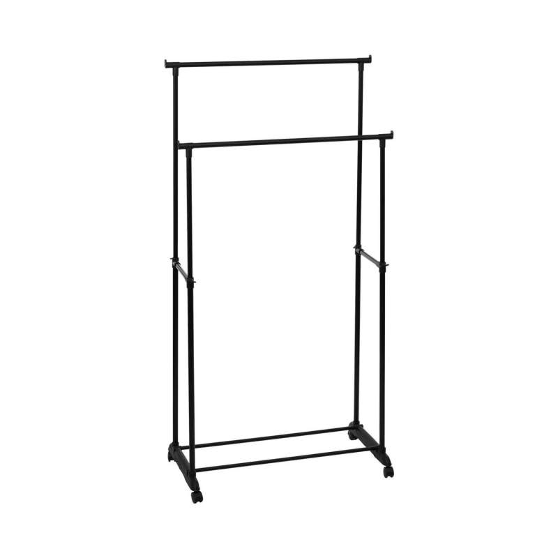 Clothing rack on wheels with double bars