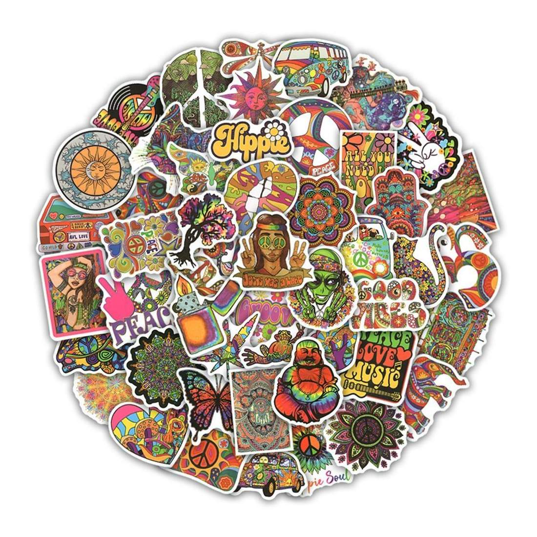50 Stickers med Psykedeliska Motiv | Leksaker & Spel - Leksaker - Rittillbehör & Pyssel - Klistermärken | Pryloteket