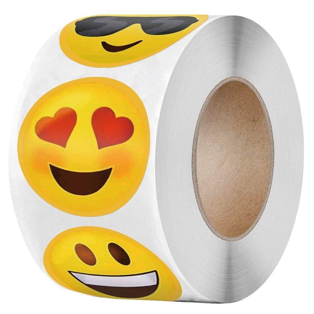 Klistermærker - smileys - 500 stk - rulle