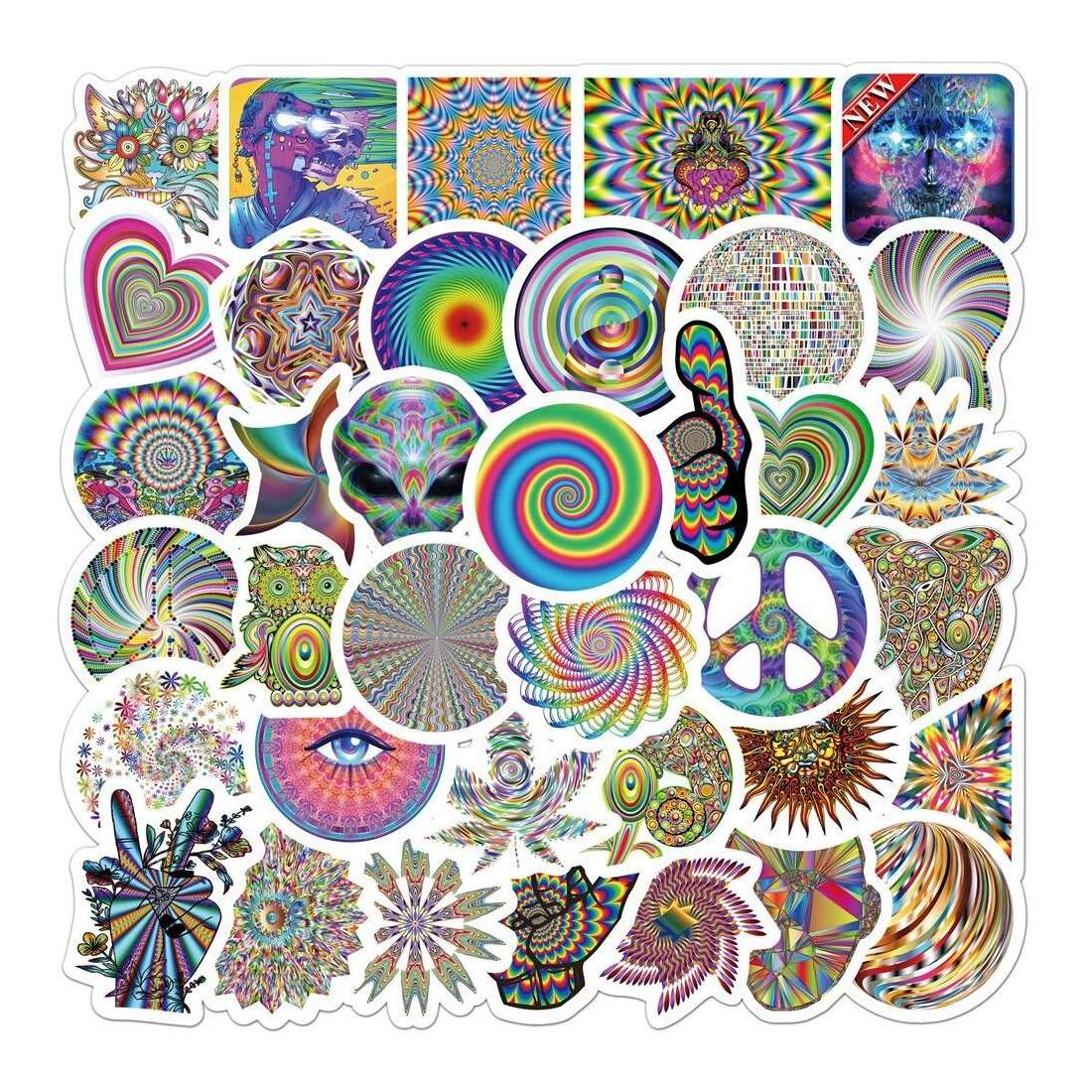 Klistermärken - Psykedeliska Mönster - 50 st | Leksaker & Spel - Leksaker - Rittillbehör & Pyssel - Klistermärken | Pryloteket
