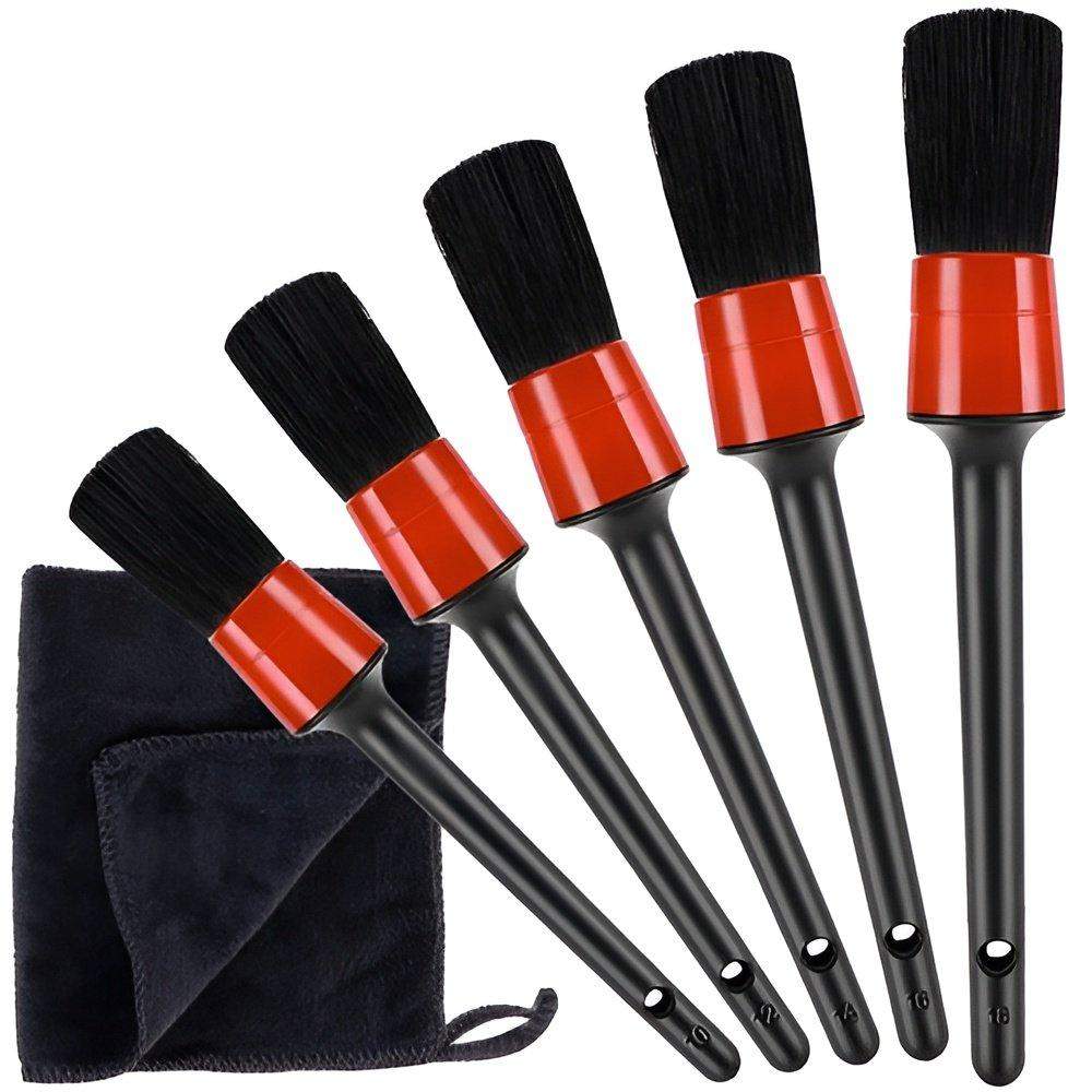 Rengøringssæt med 5 Detaljebørster og Mikrofiberklud Effektiv Bilpleje