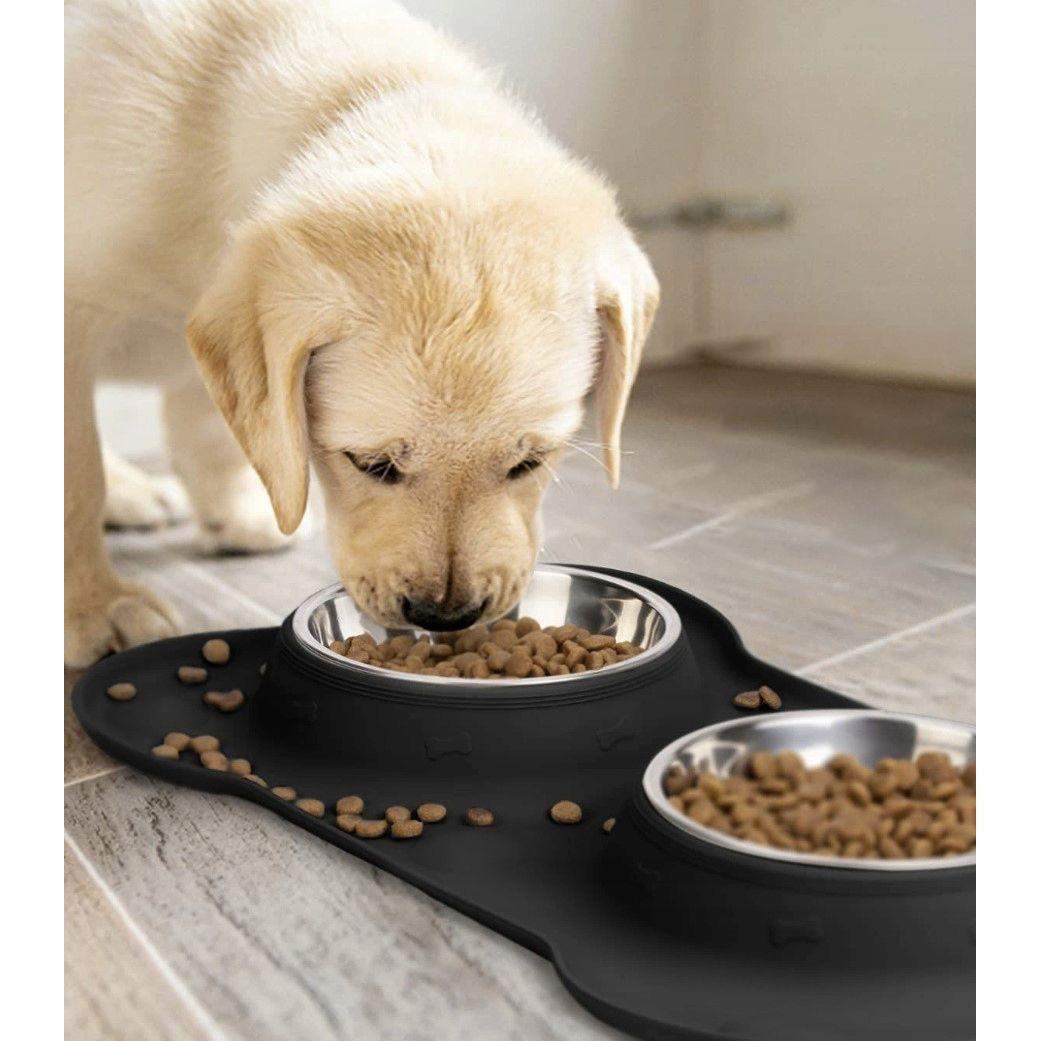 Dobbelt skål til hund og kat - 2 x 450 ml