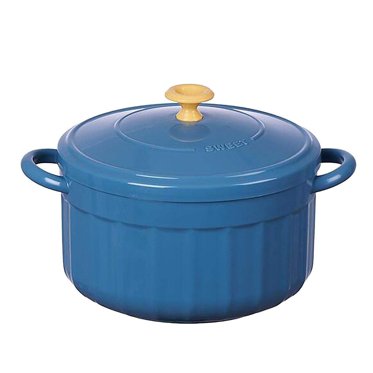 Blå skål med låg - rustfrit stål - 850 ml