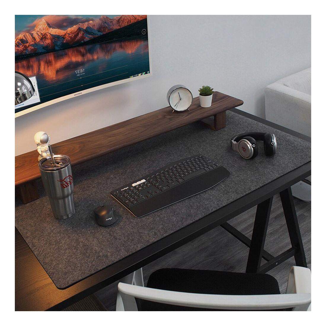Skrivbordsmatta - 80 x 40 cm - Mörkgrå | Elektronik - Datortillbehör - Musmattor | Pryloteket