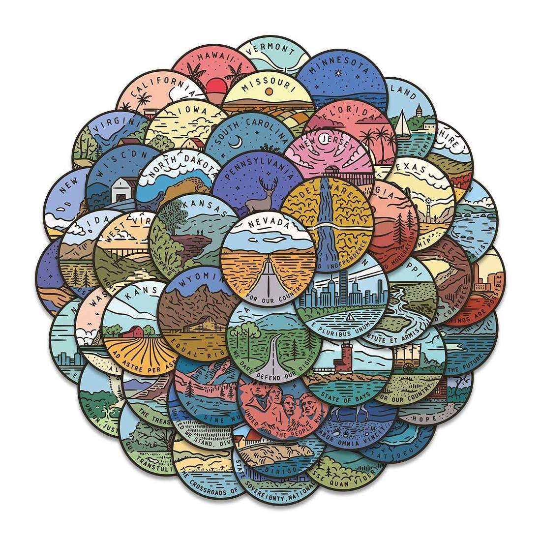 Klistermärken - USA:s Delstater - 50 st | Leksaker & Spel - Leksaker - Rittillbehör & Pyssel - Klistermärken | Pryloteket