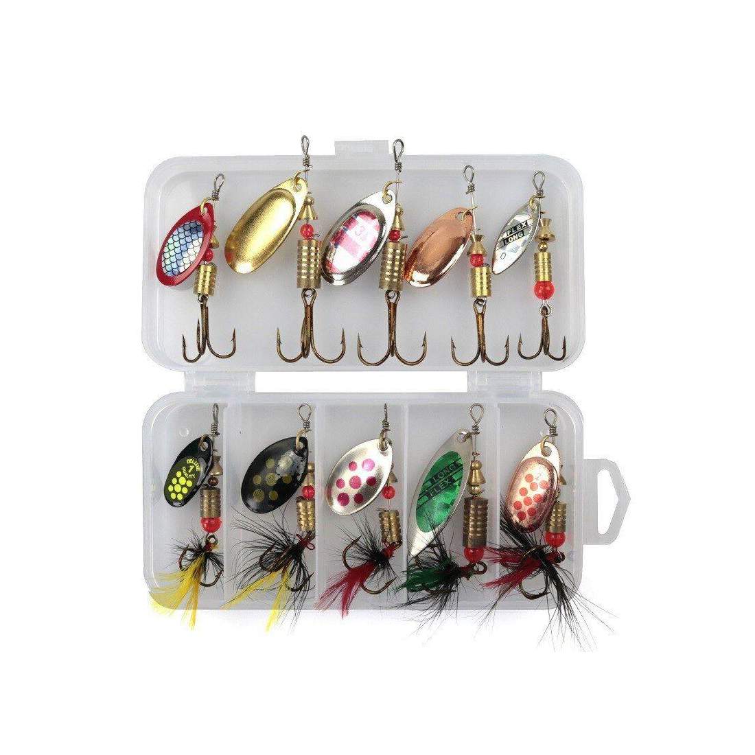 Låda med 10 Wobblers - Olika utföranden | Sport & Fritid - Friluftsliv & Camping - Fiskeutrustning | Pryloteket