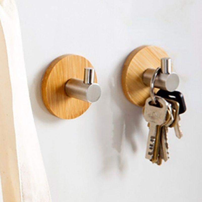 Selvklæbende krog i bambus og rustfrit stål