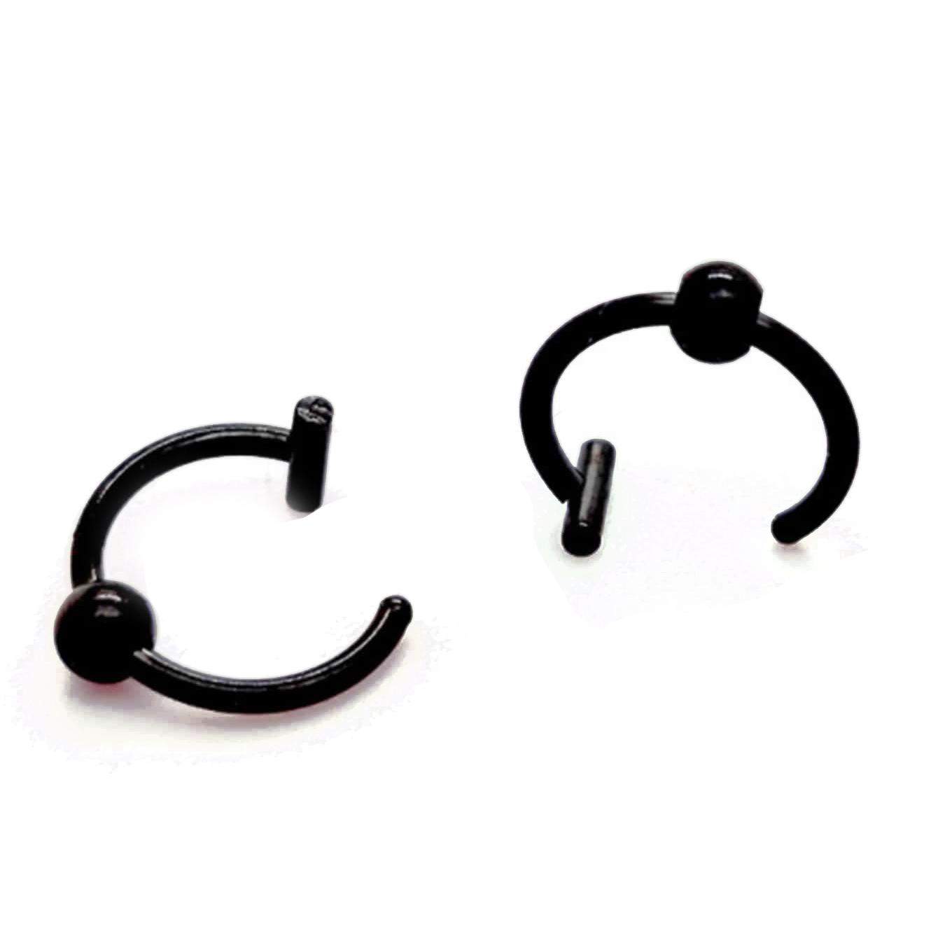 Rustfrit stål fakepiercing - 8 mm - sort