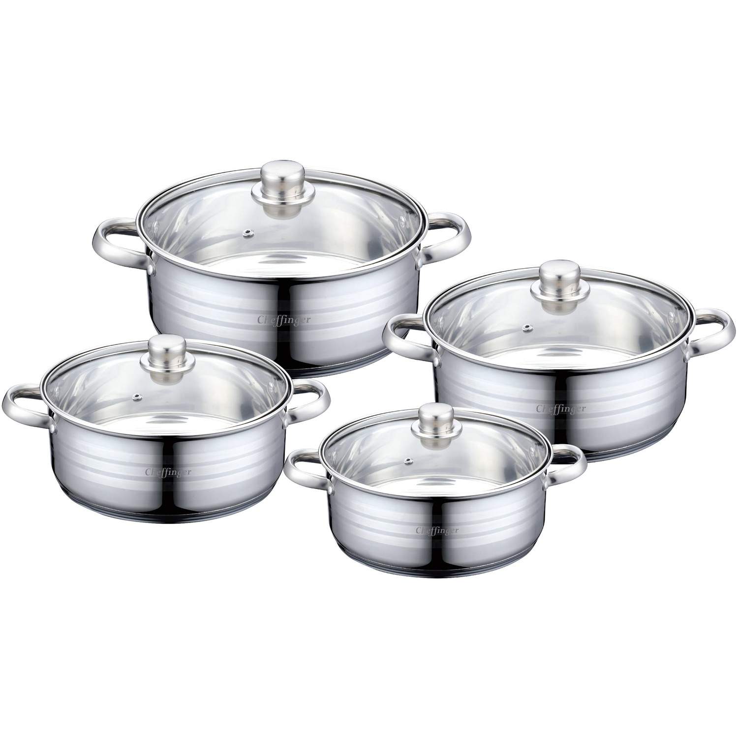 Set med Grytor - 8 Delar - Rostfritt Stål | Hem & Hobby - Hem & Hushåll - Kök - Köksredskap - Kokkärl | Pryloteket