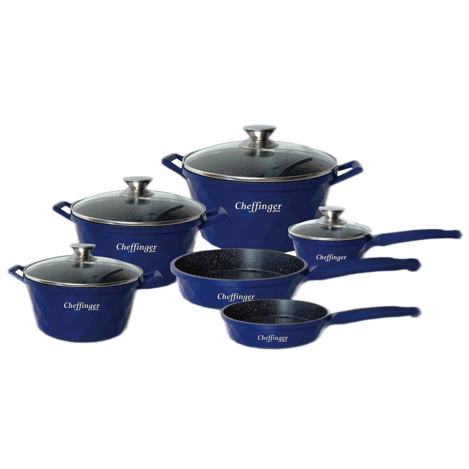 Grytset i 10 Delar - Blå - Snygg Design | Hem & Hobby - Hem & Hushåll - Kök - Köksredskap - Kokkärl | Pryloteket