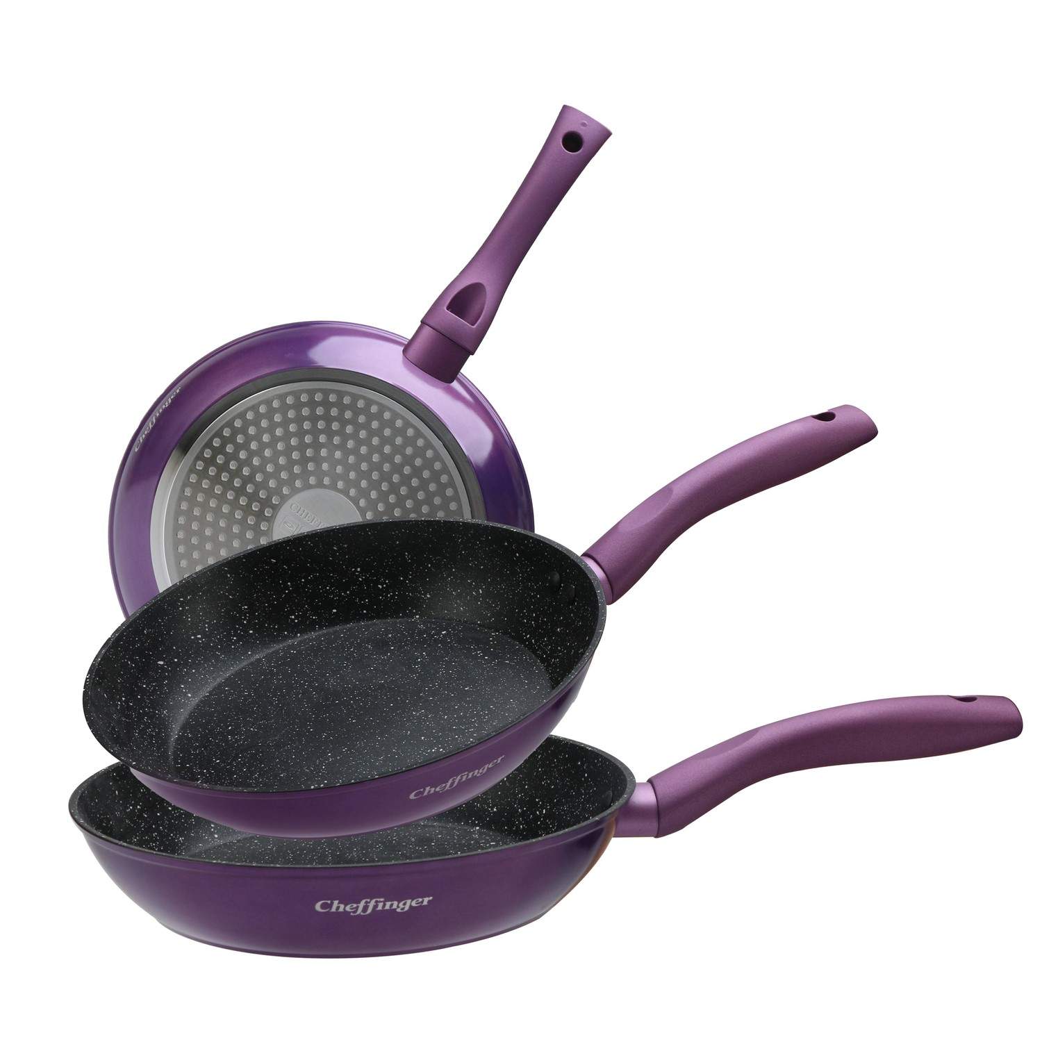 Set med Stekpannor - 3 st - Non Stick - Lila | Hem & Hobby - Hem & Hushåll - Kök - Köksredskap - Kokkärl | Pryloteket