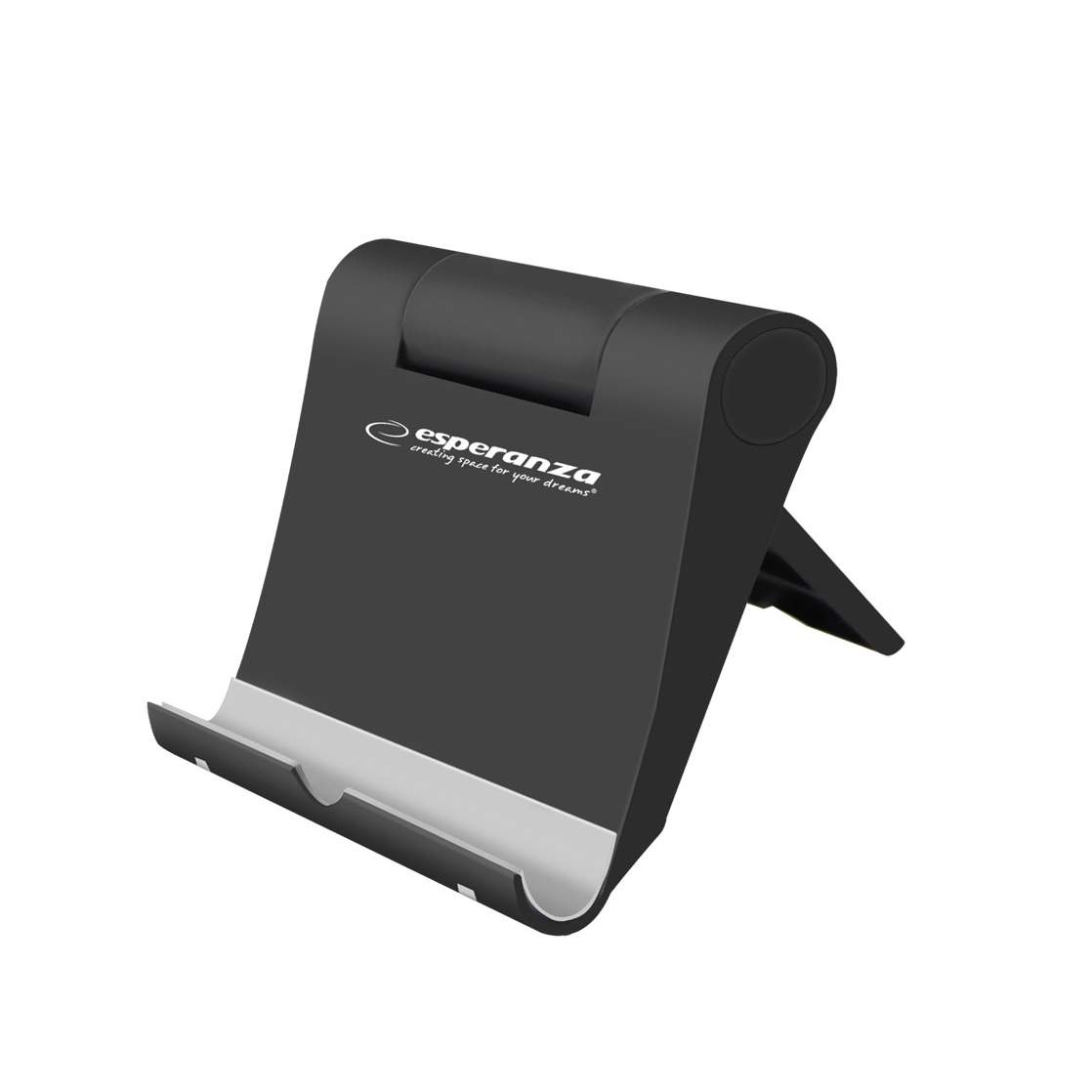 Pöytäteline matkapuhelimelle ja tabletille - musta