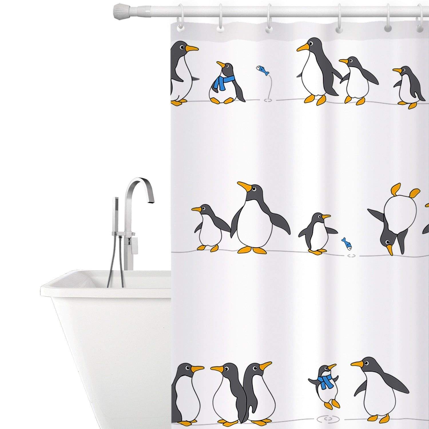 Duschdraperi med Pingviner - 180 x 180 cm | Hem & Hobby - Hem & Hushåll - Badrum - Duschdraperi | Pryloteket