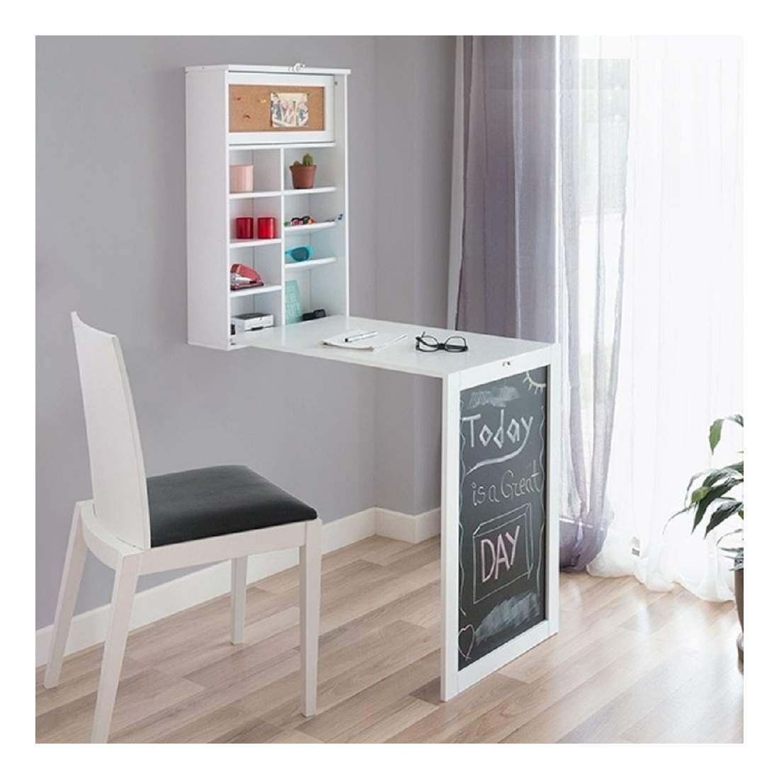Hopfällbart Väggskrivbord - Vit - 50 x 155 x 93 cm | Hem & Hobby - Hem & Hushåll - Inredning & Dekoration | Pryloteket