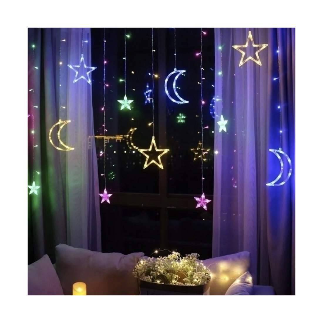 Ljusridå - Stjärnor och Månar - LED