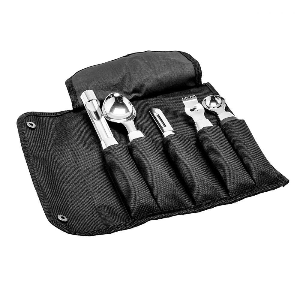 Etui med 5 køkkenredskaber - rustfrit stål