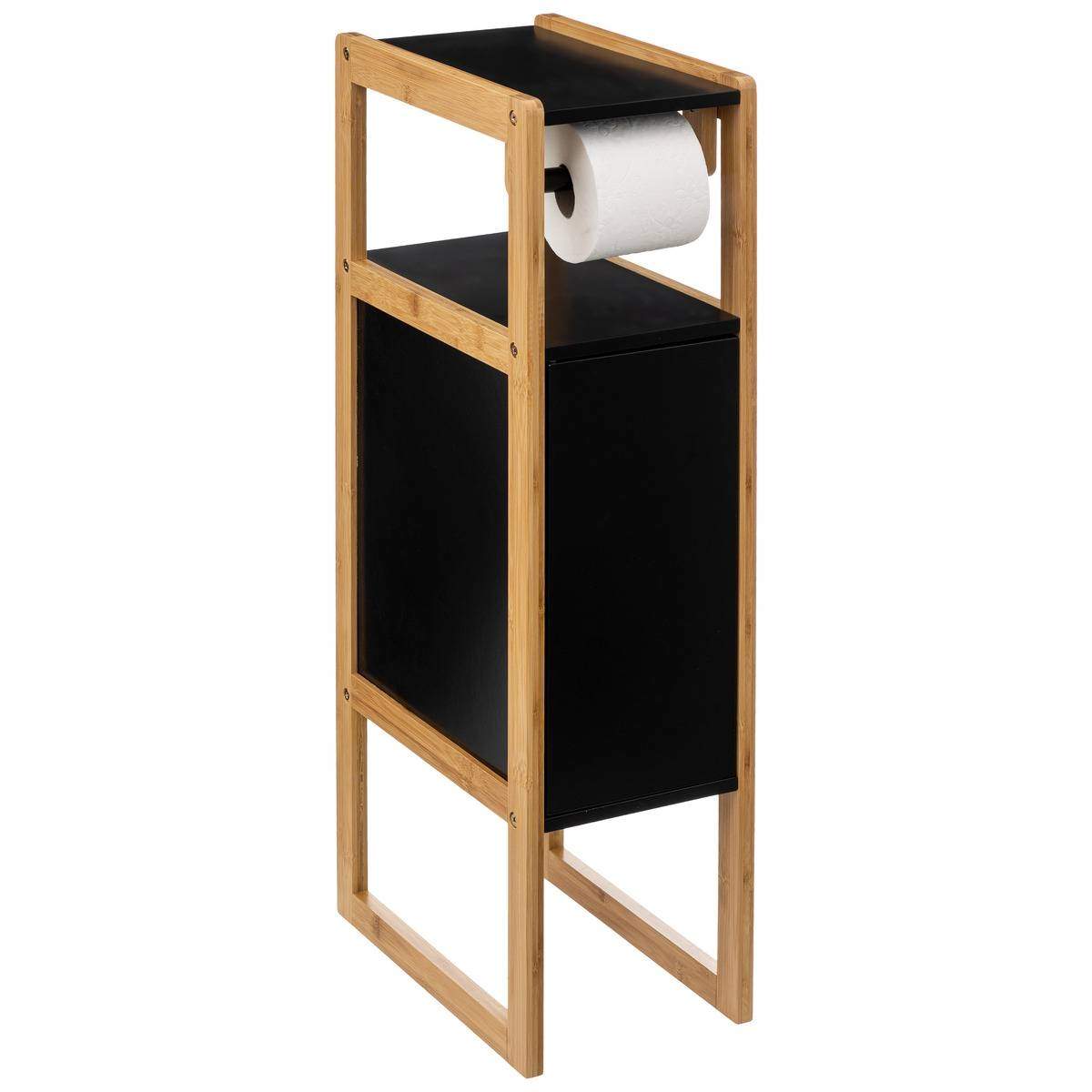 Toiletrulleholder Skab - Med Opbevaring - Sort