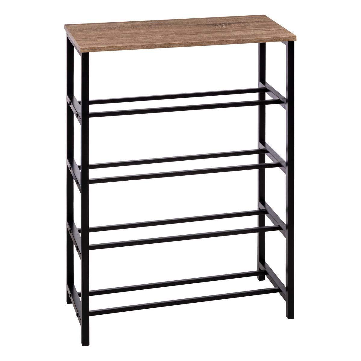 Skoreol med hylde (2 størrelser) Sort Rektangulær Metal 30cm x 63cm x 91cm - Sort - 30cm x 63cm x 91cm - Sally