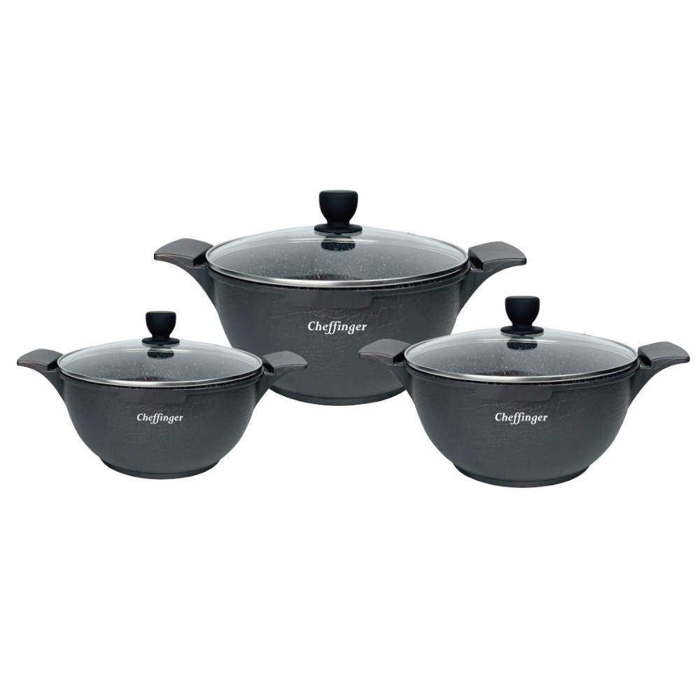 Induktionsgrydesæt i 6 dele - støbt i aluminium