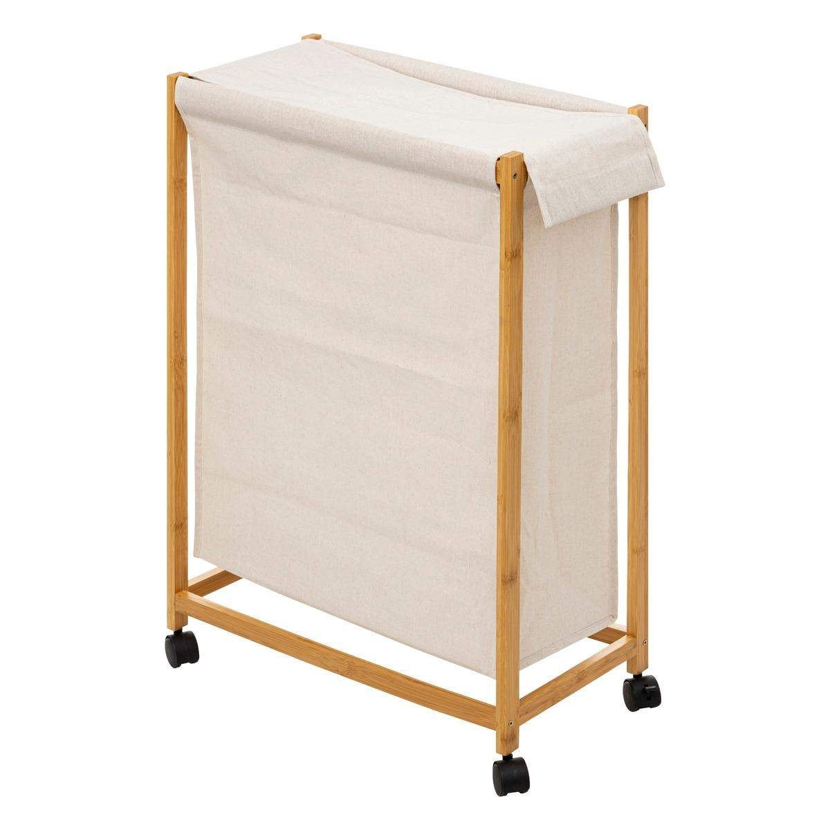 Vasketøjskurv på hjul - Beige